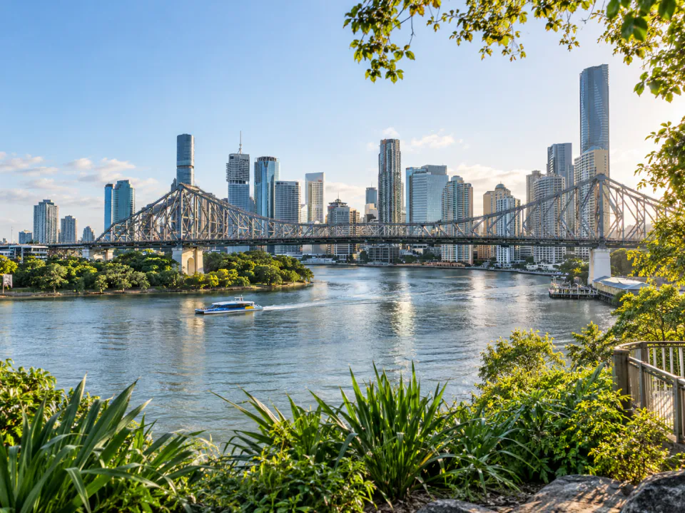 Brisbane skyline and Story Bridge across the Brisbane River